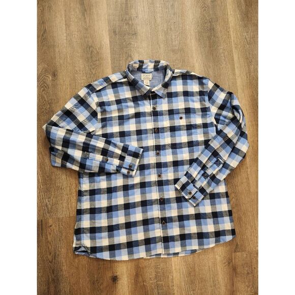 L.L. Bean mens XL performance plaid flannel shirt button up chest pocket LS - Picture 1 of 7